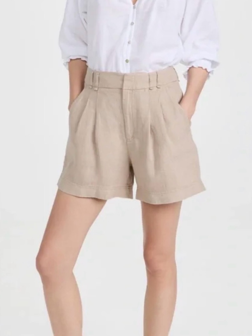 Free People Relaxed Pleated Shorts - Taupe Brown
